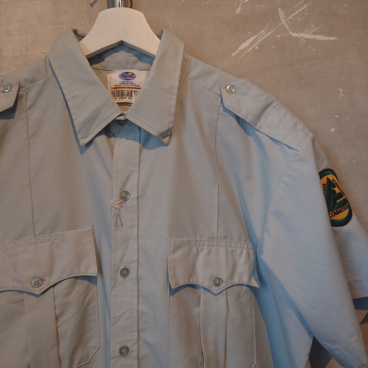 1443 RIVERSIDE 半袖シャツ　ライトグリーン　エポック、ワッペン付き 17 1/2(Lサイズ相当)