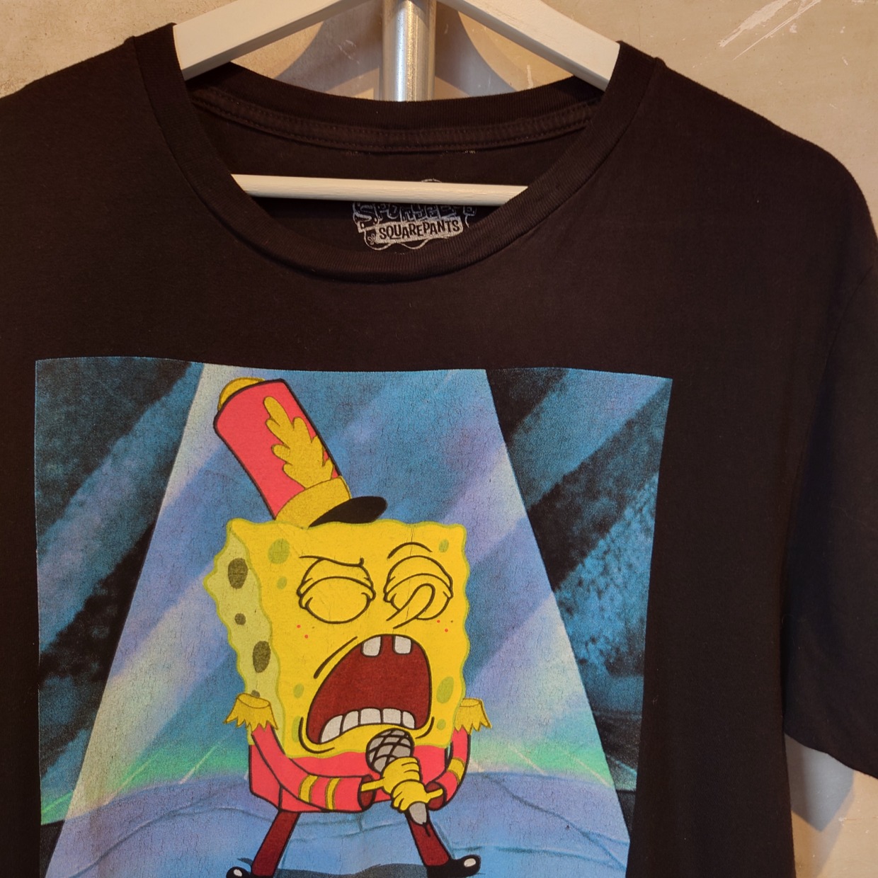 SPONGEBob(スポンジボブ)プリントTシャツ　ブラック　Lサイズ