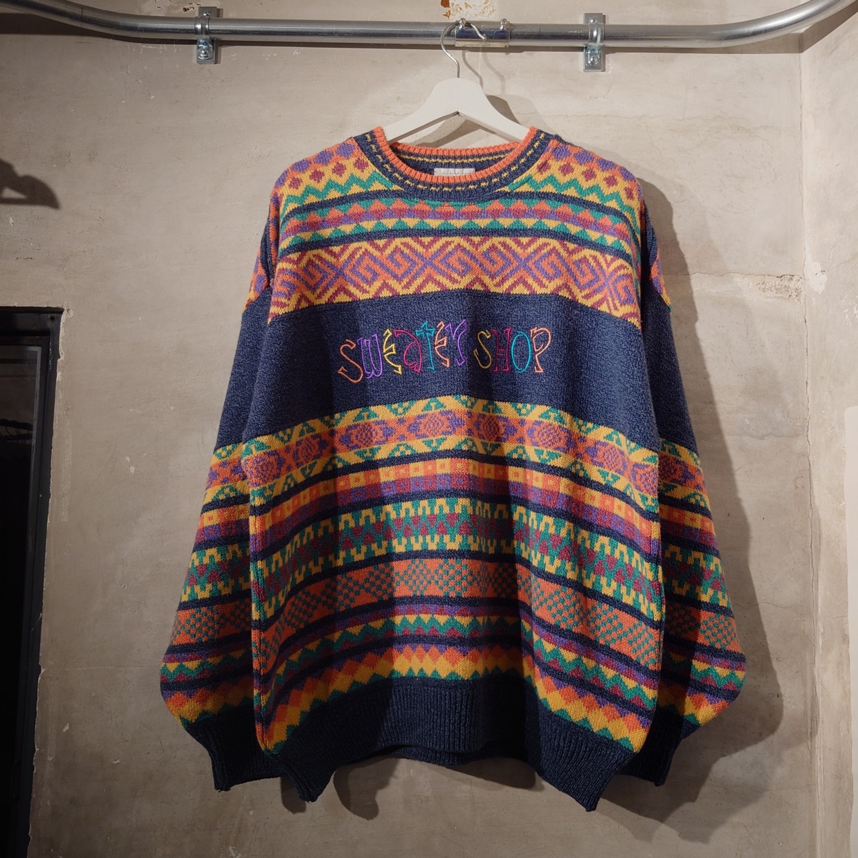 THE SWEATER SHOP　総柄ニット　XL　＃和歌山古着