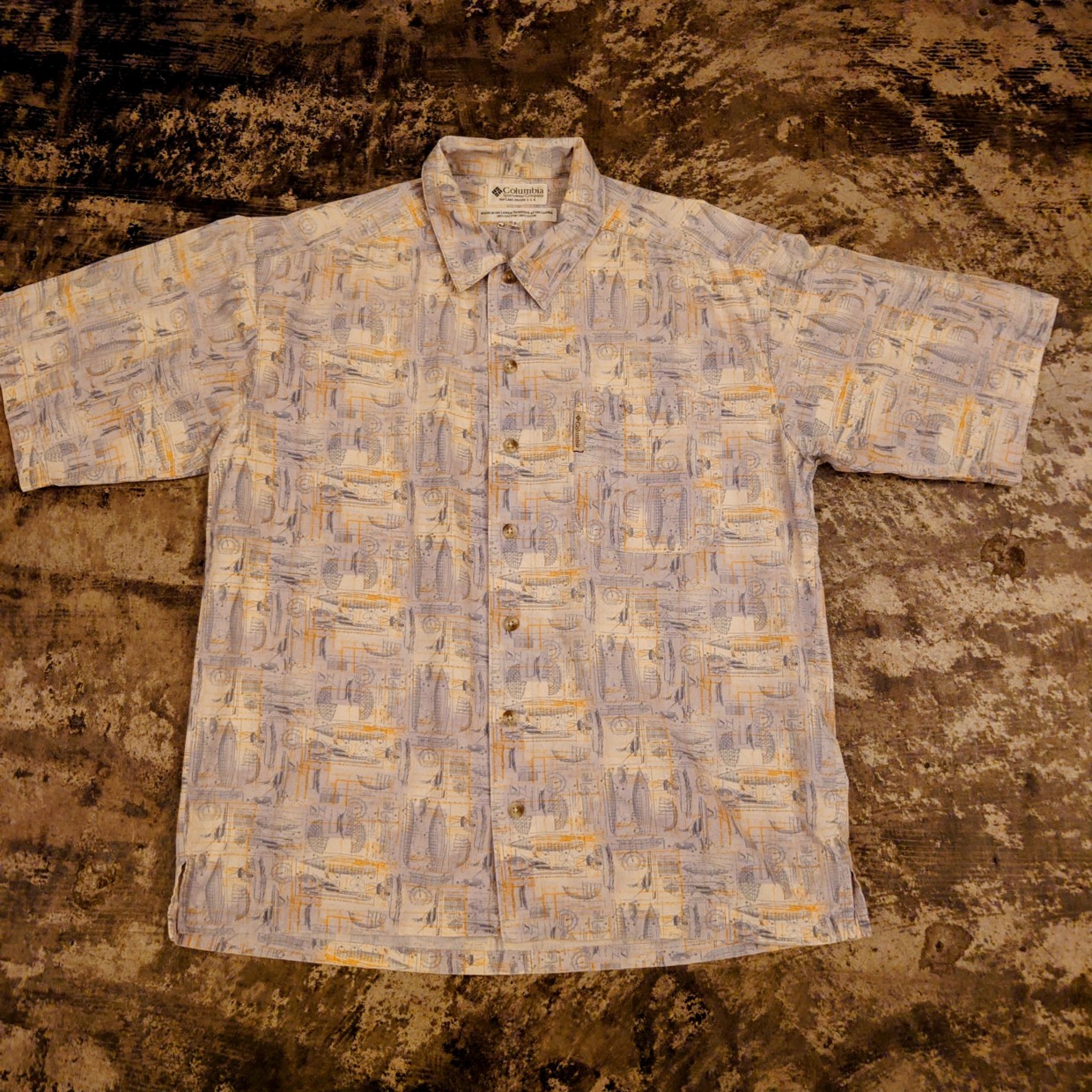 Columbia　半袖柄シャツ　M　　＃和歌山古着屋