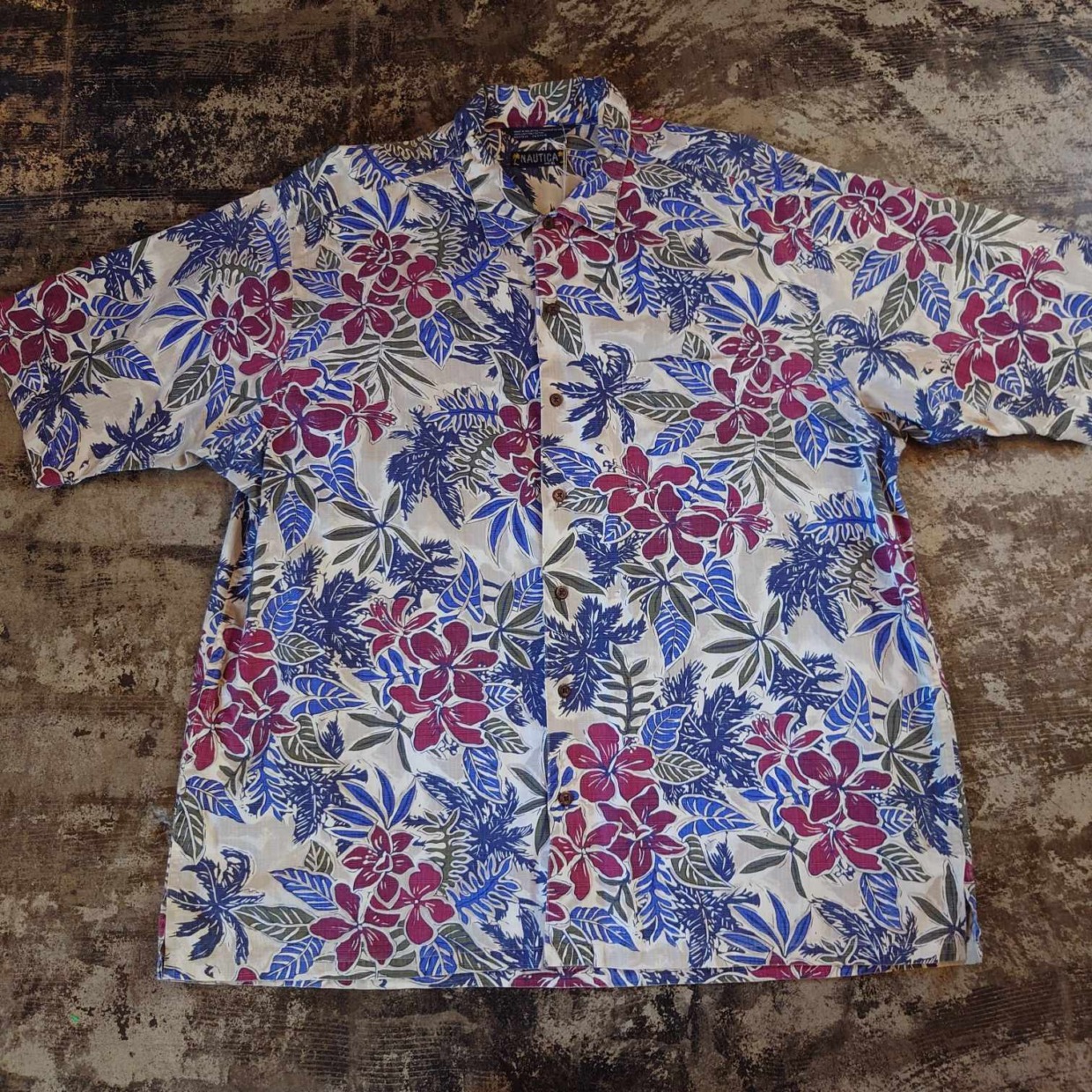 NAUTICA アロハシャツ XLサイズ コットン100％ 総柄　　＃和歌山古着屋