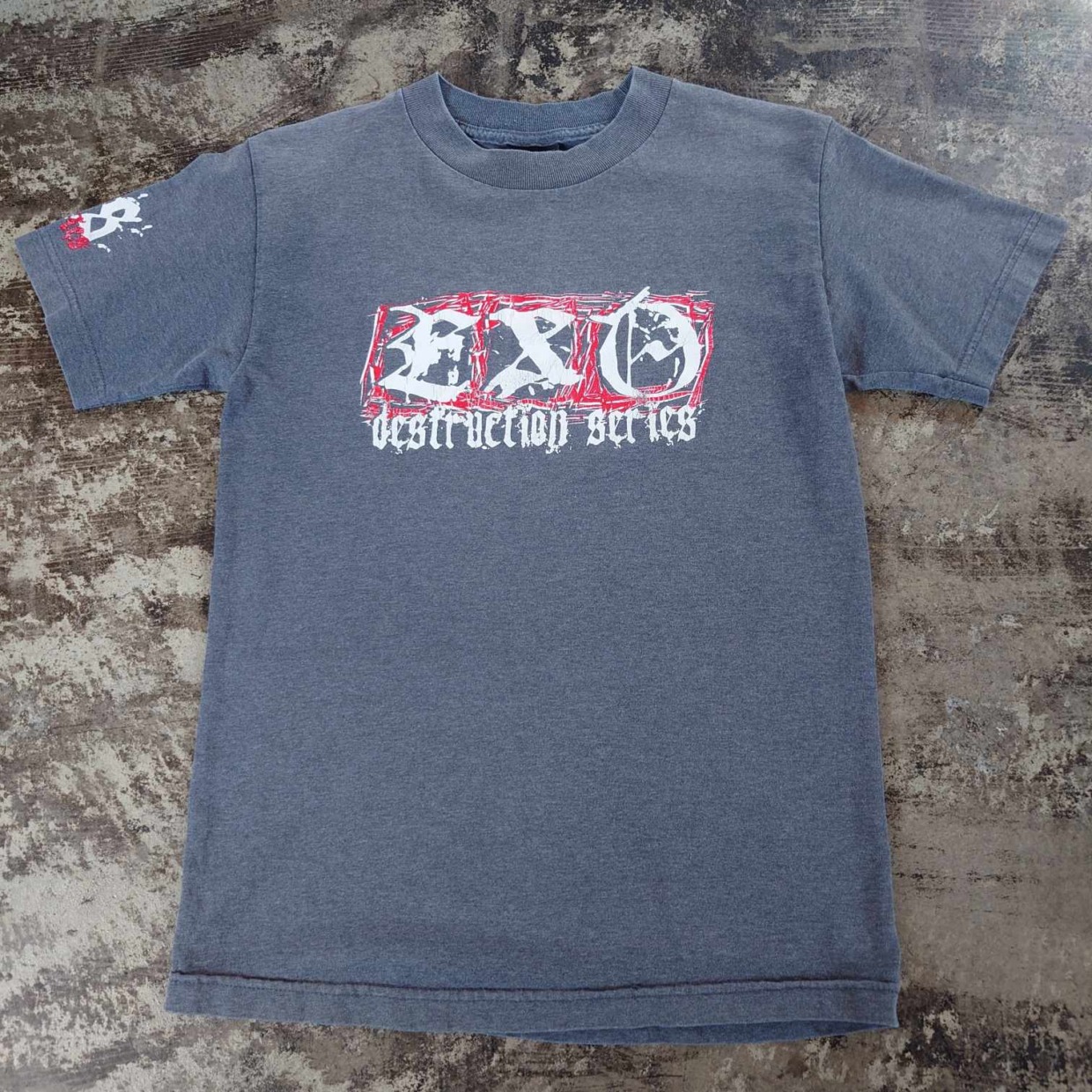 EXO destruction series プリントTシャツ Sサイズ グレー コットン　 #和歌山古着
