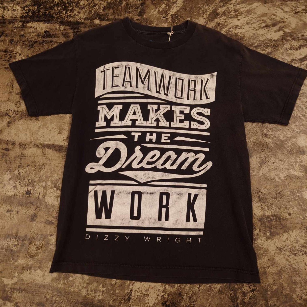 TEAMWORK プリントTシャツ ブラック DIZZY WRIGHT ダブルステッチ　 #和歌山古着