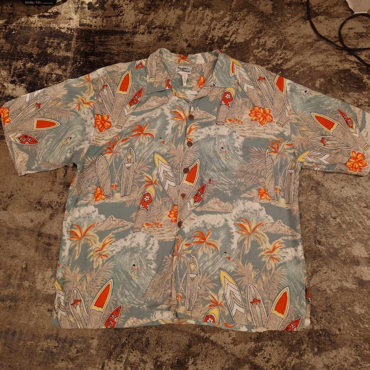 Tropical Breeze アロハシャツ サーフボード柄 インドネシア製 XL　　＃和歌山古着屋