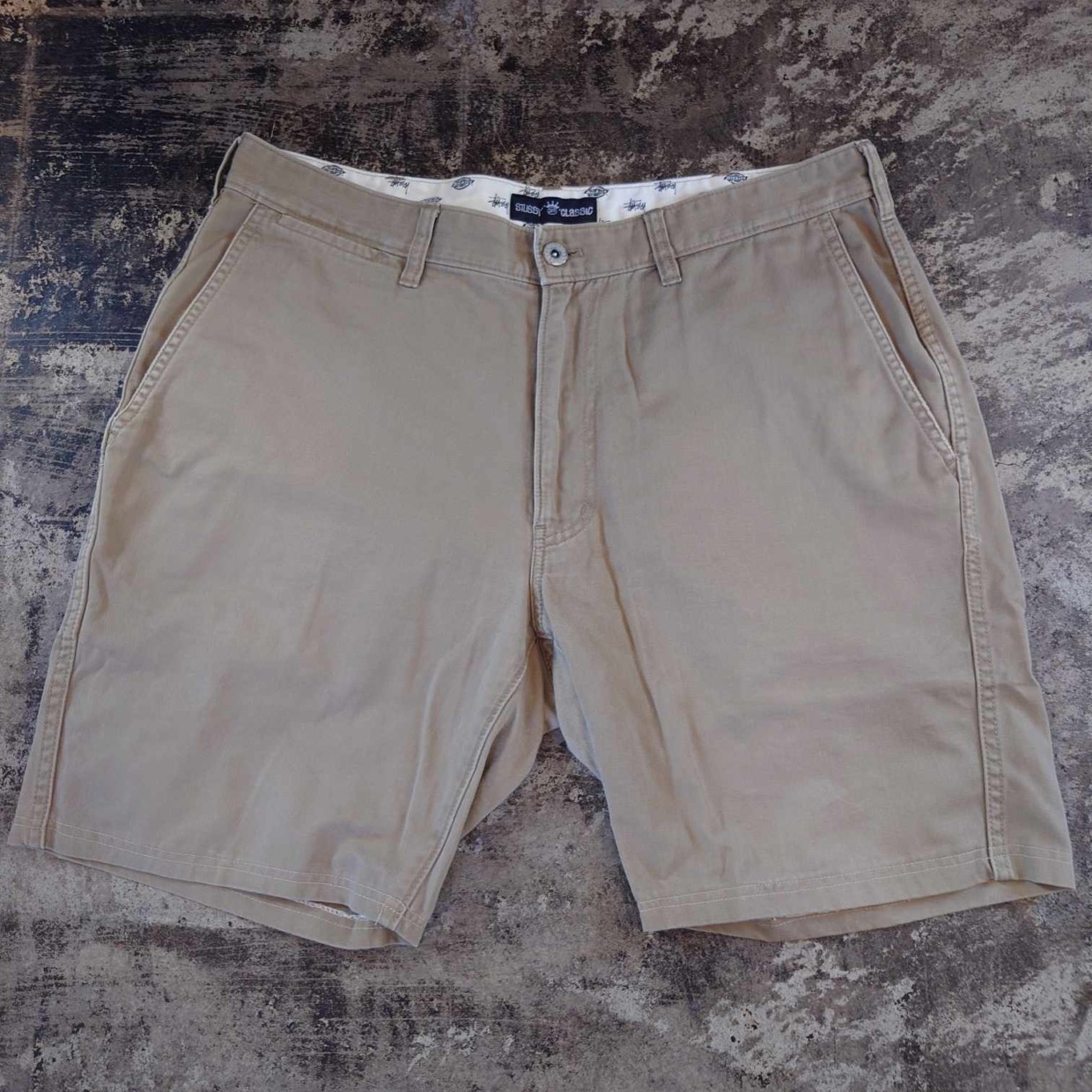 STUSSY × Dickies コラボチノショーツ　ベージュ　W34相当　＃和歌山古着屋