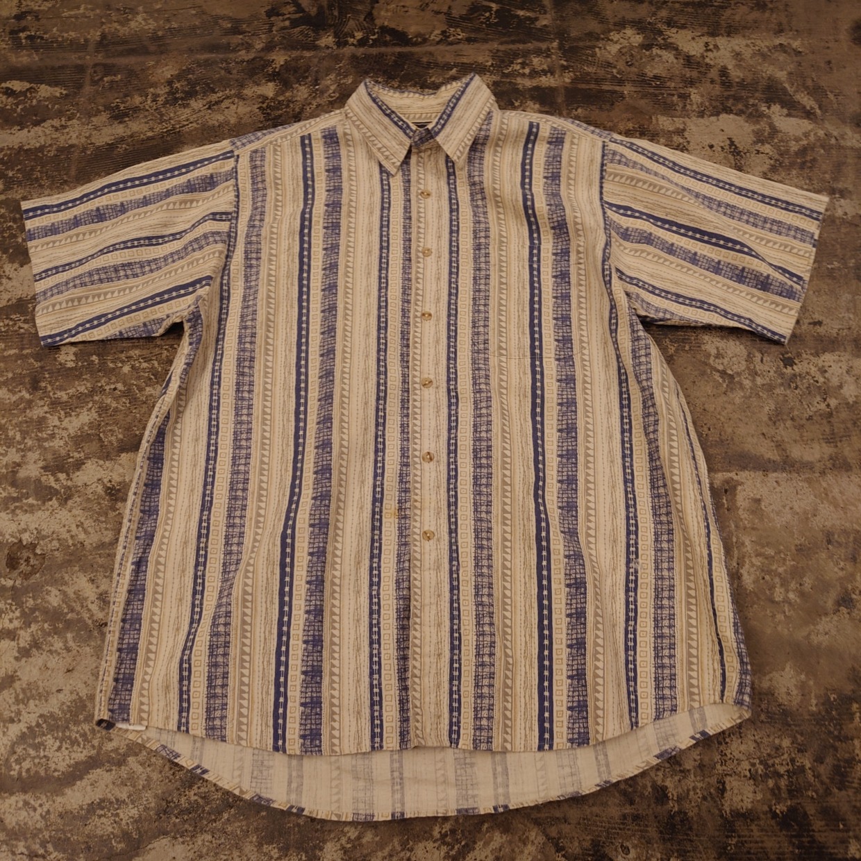DAVID TAYLOR 総柄コットン半袖シャツ L　＃和歌山古着屋