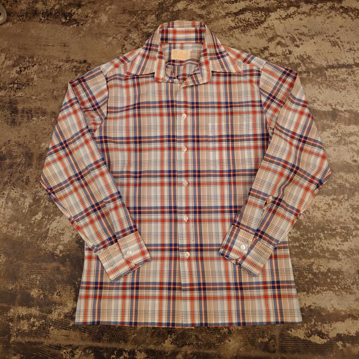 Sears Kings Road Shop チェック柄 ポリエステルシャツ Mサイズ　 #和歌山古着