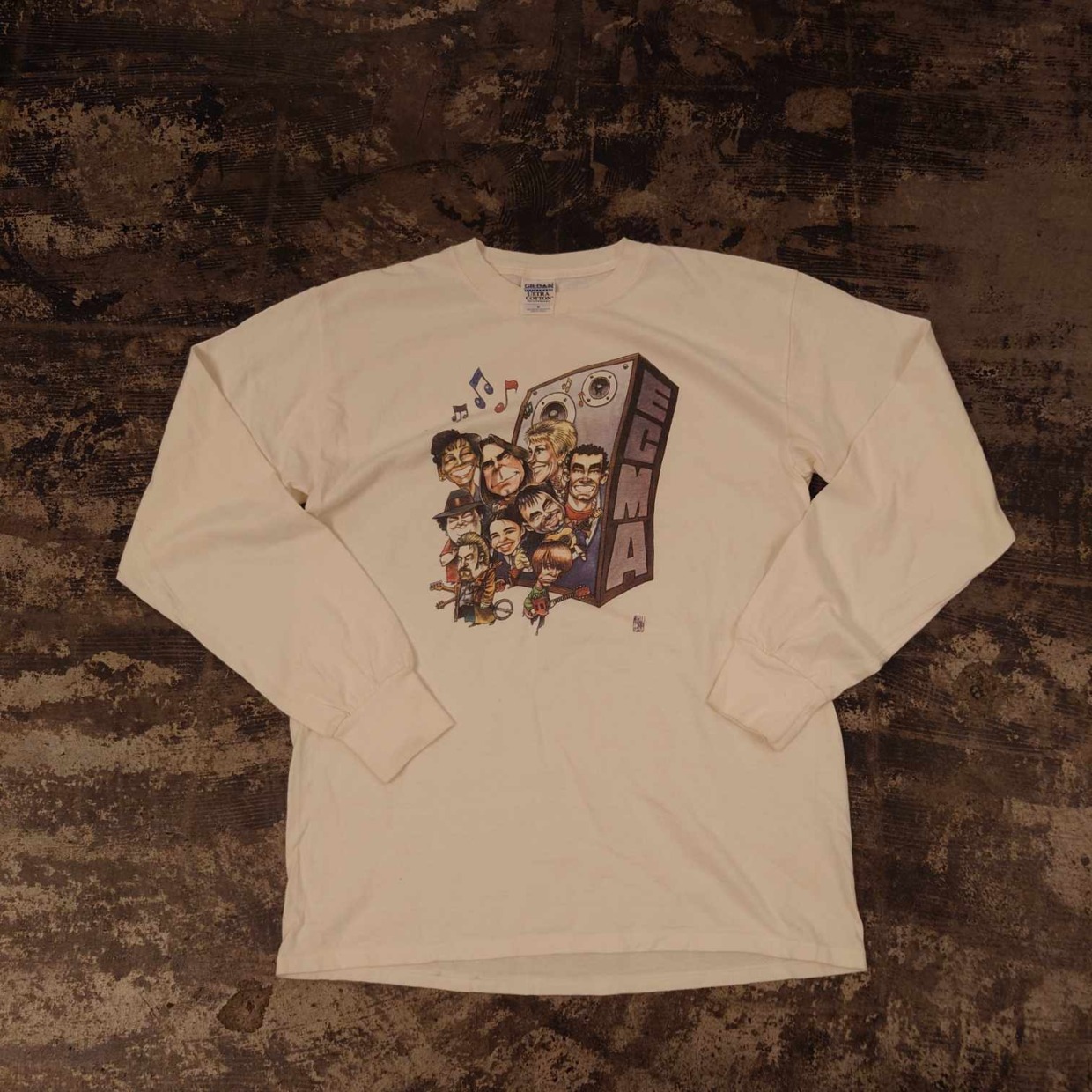 GILDAN “The Herald ECMA” caricature ロングスリーブTシャツ　 #和歌山古着