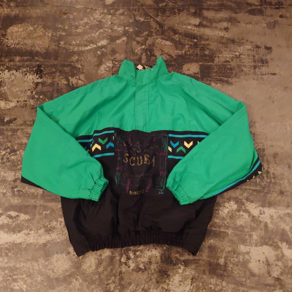 【80s〜90s】SCUBA 総柄ナイロンアノラック　 #和歌山古着
