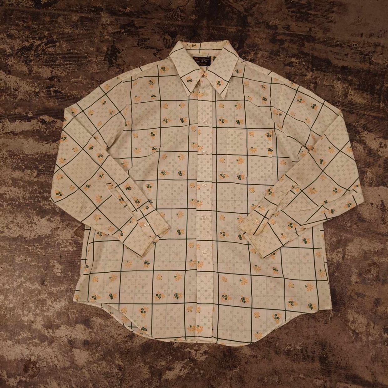 JCPenney 70s フラワーグリッドシャツ　 #和歌山古着