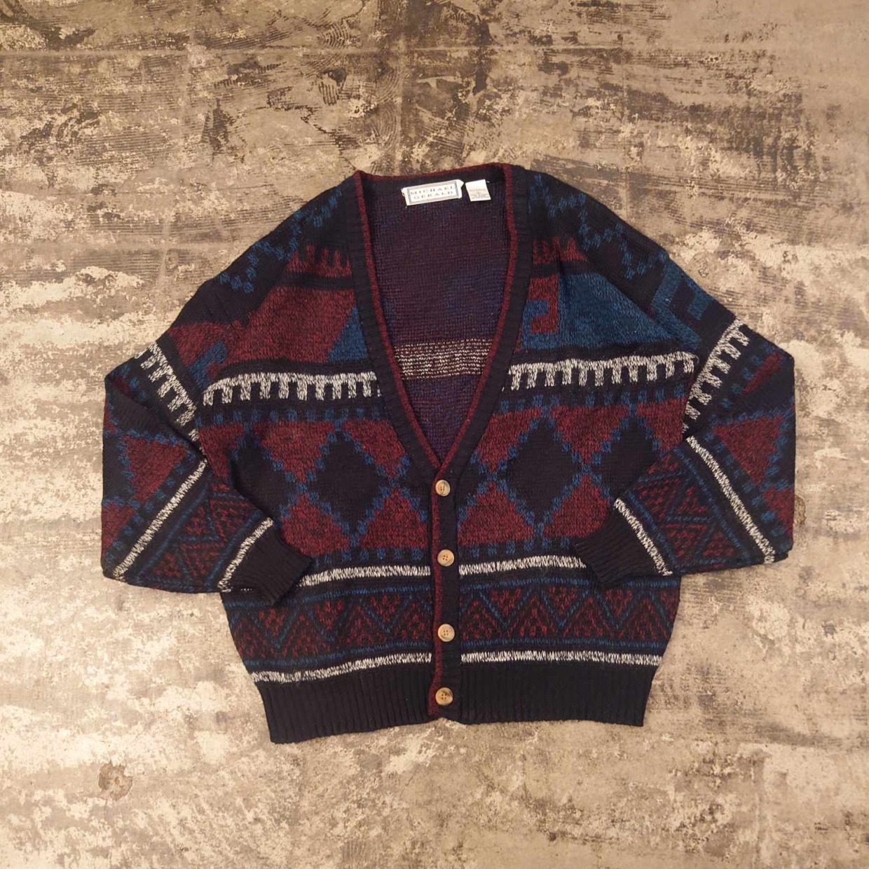 MICHAEL GERALD 総柄ニットカーディガン　#和歌山古着屋