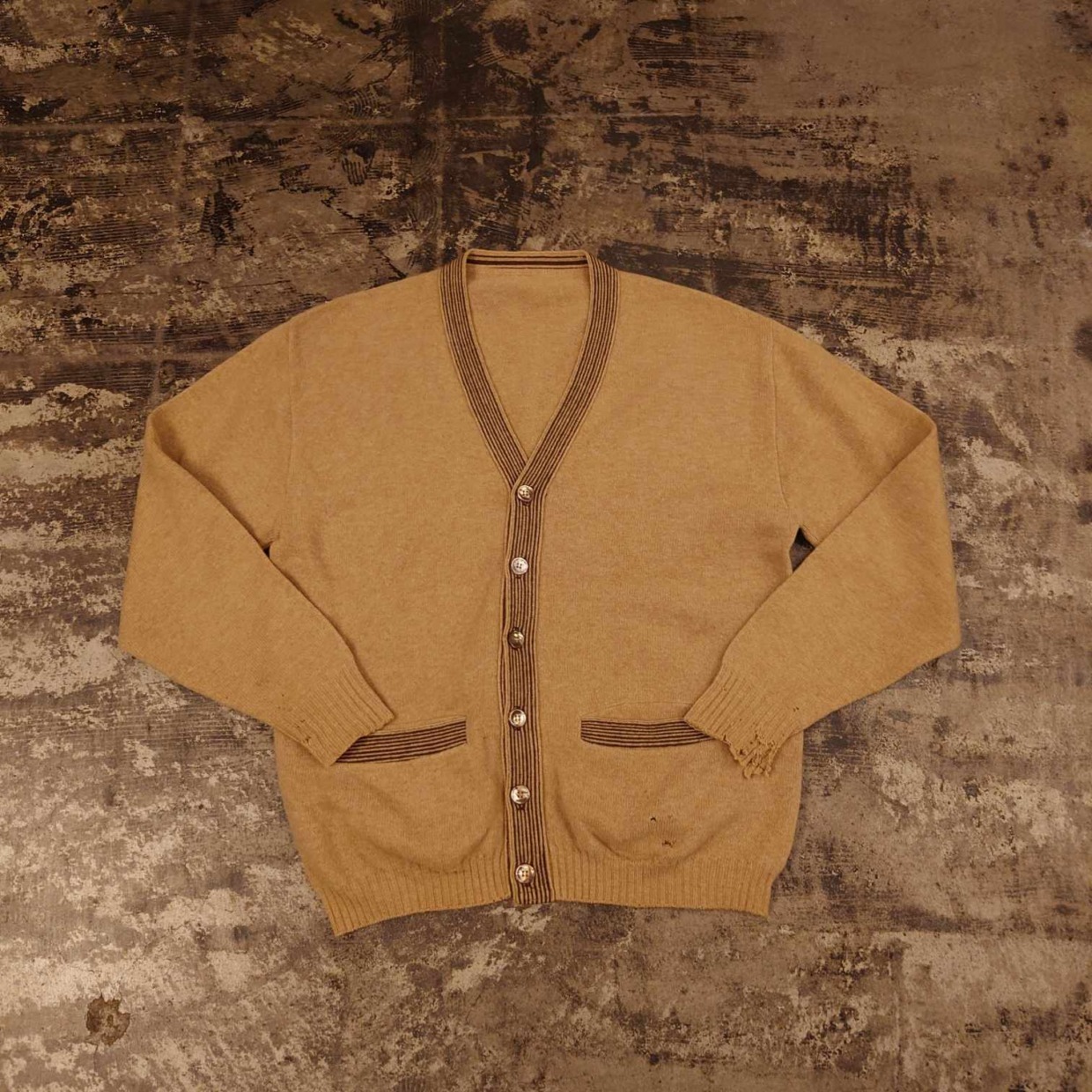 レトロ カーディガン ベージュ　#和歌山古着屋