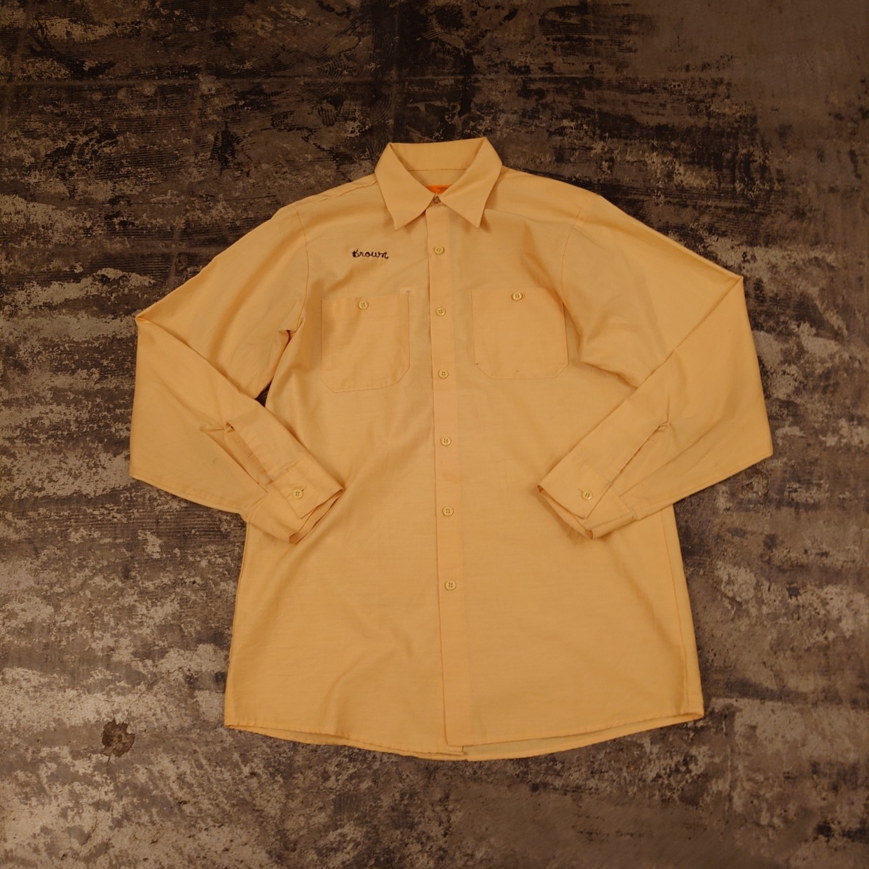 Made in U.S.A. 「BROWN」チェスト刺繍 ワークシャツ　 #和歌山古着