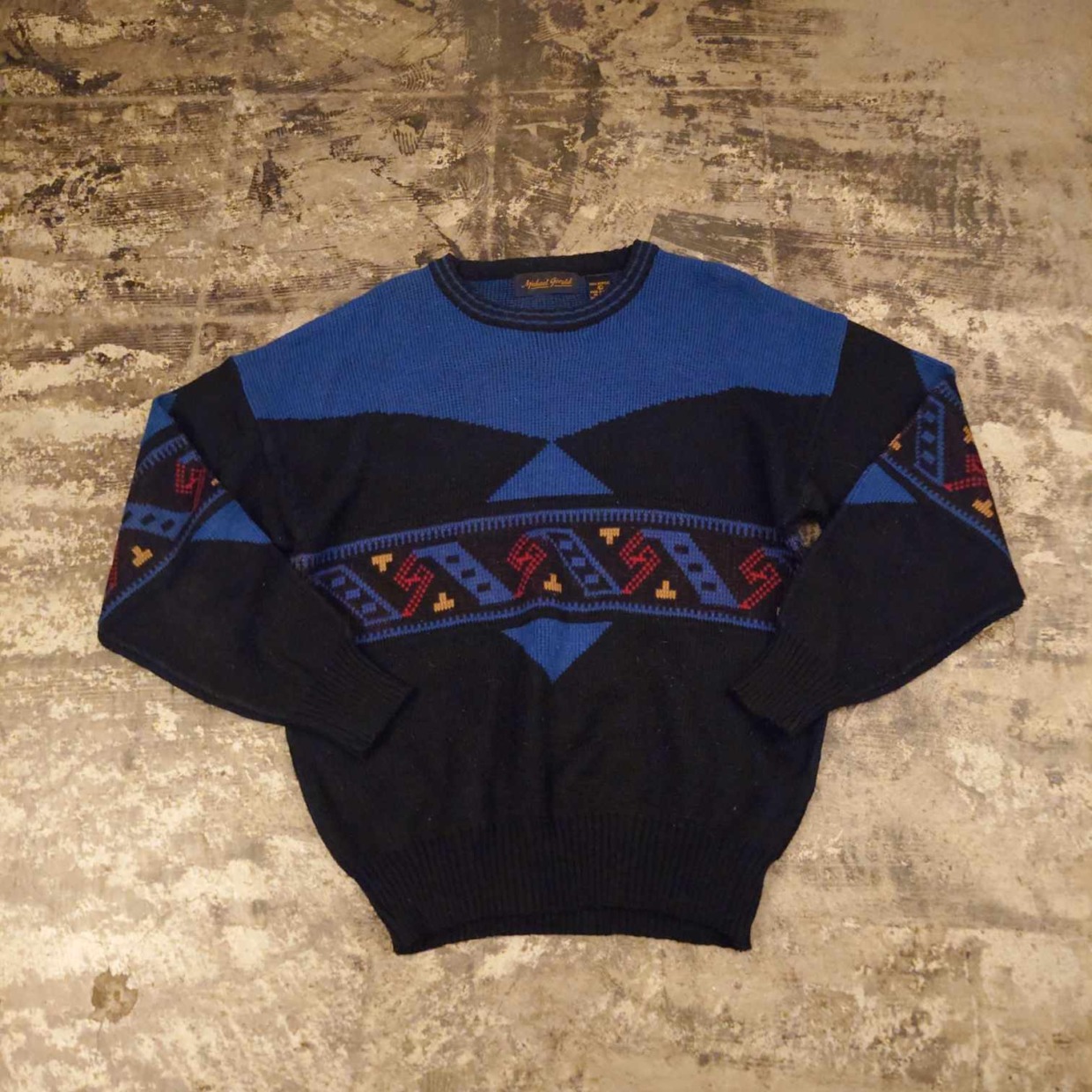 Michael Gerald 幾何学柄ニットセータ　#和歌山古着屋