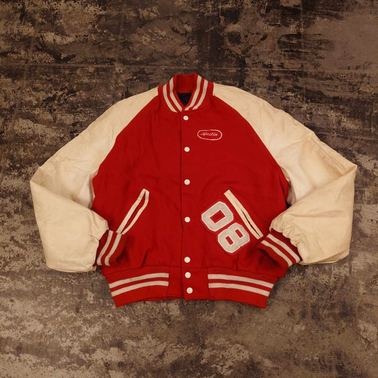 スタジアムジャケット レッド×ホワイト　 #和歌山古着