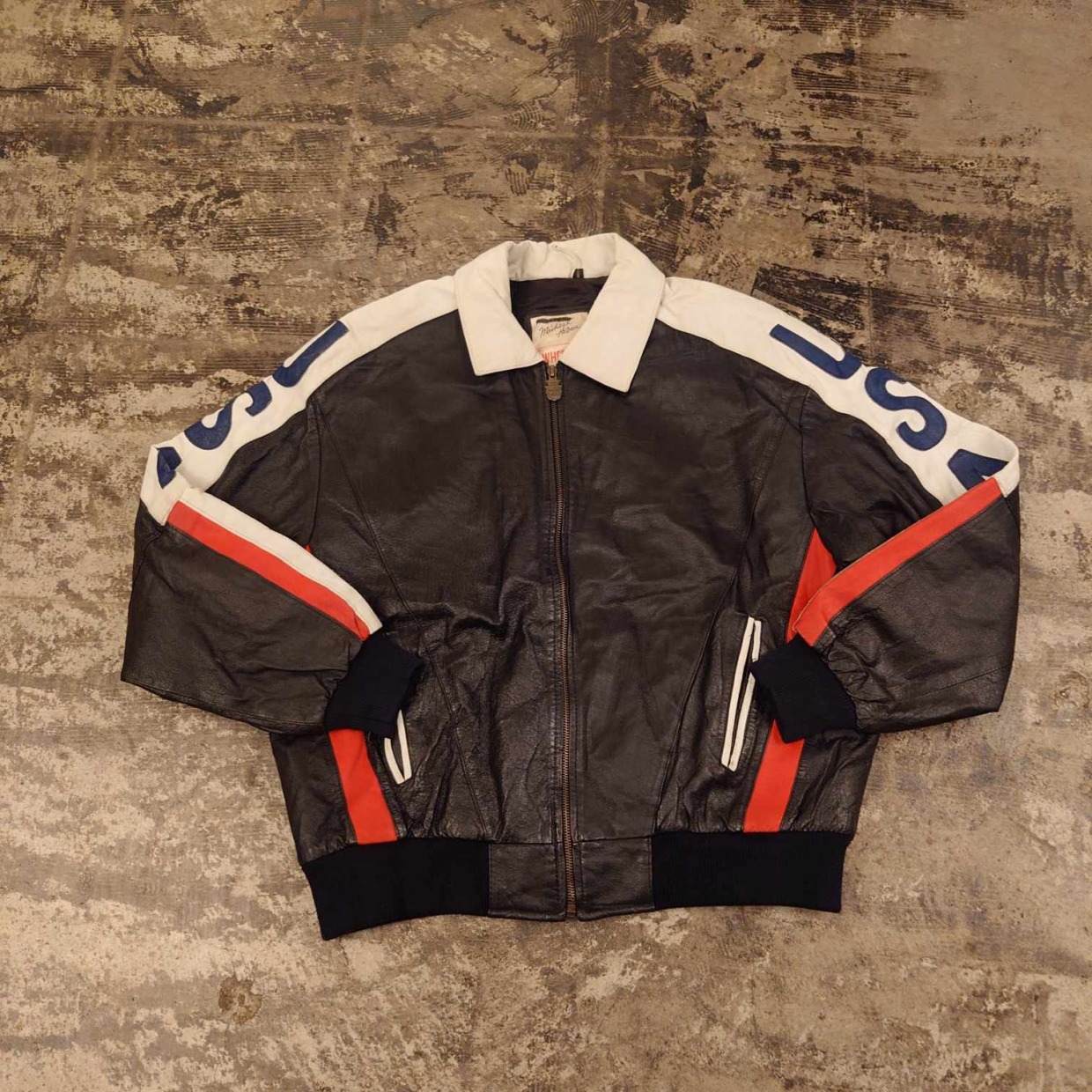 Michael Hoban WHERE MI USAフラッグ レザージャケット　 #和歌山古着
