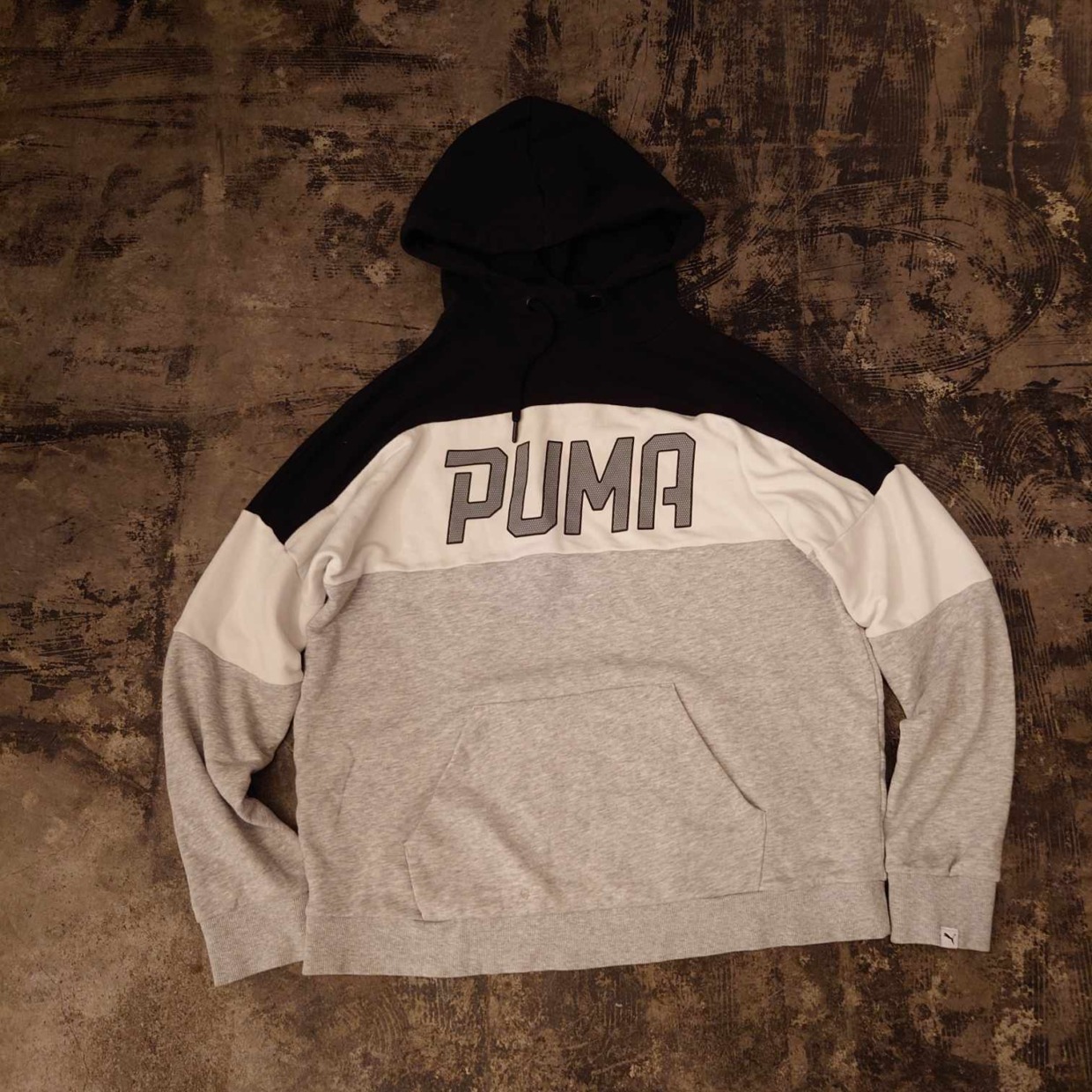 PUMA 切替デザイン ビッグロゴ プルオーバーパーカー　＃和歌山古着