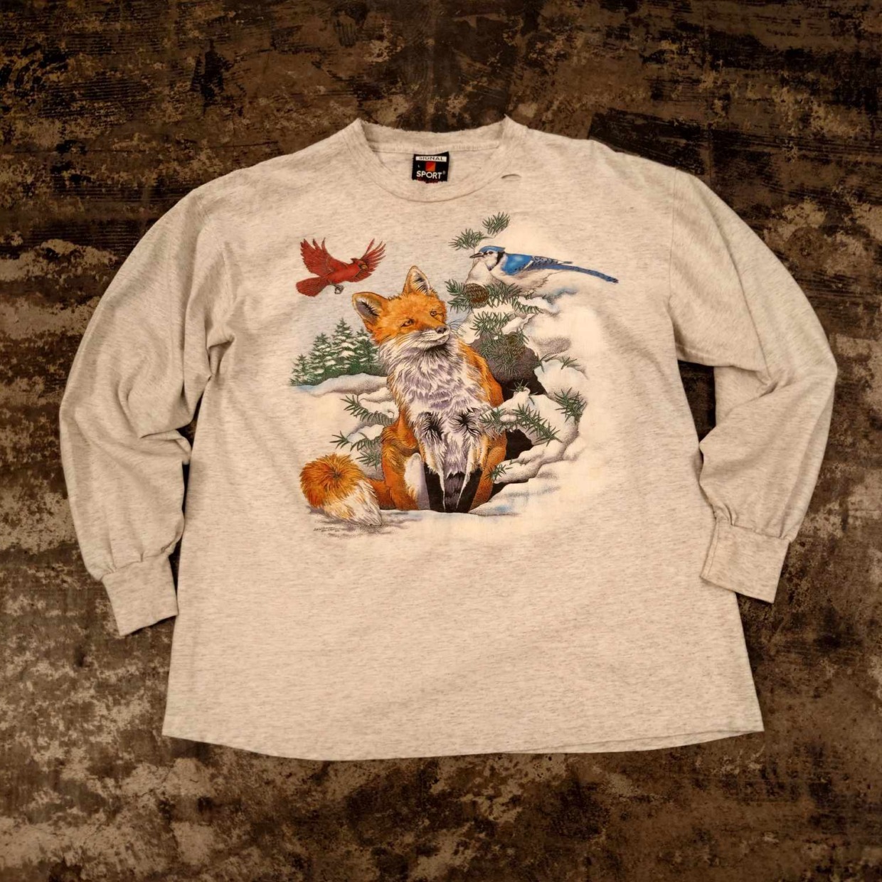 SIGNAL SPORT USA製 キツネ アニマルプリント ロングスリーブTシャツ　 #和歌山古着