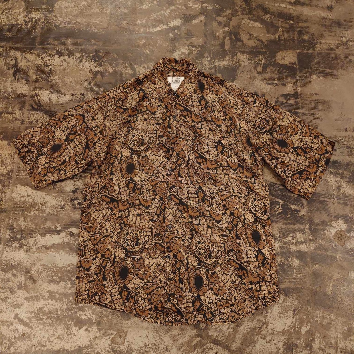 90s CITY STREETS シルク総柄シャツ　　＃和歌山古着屋