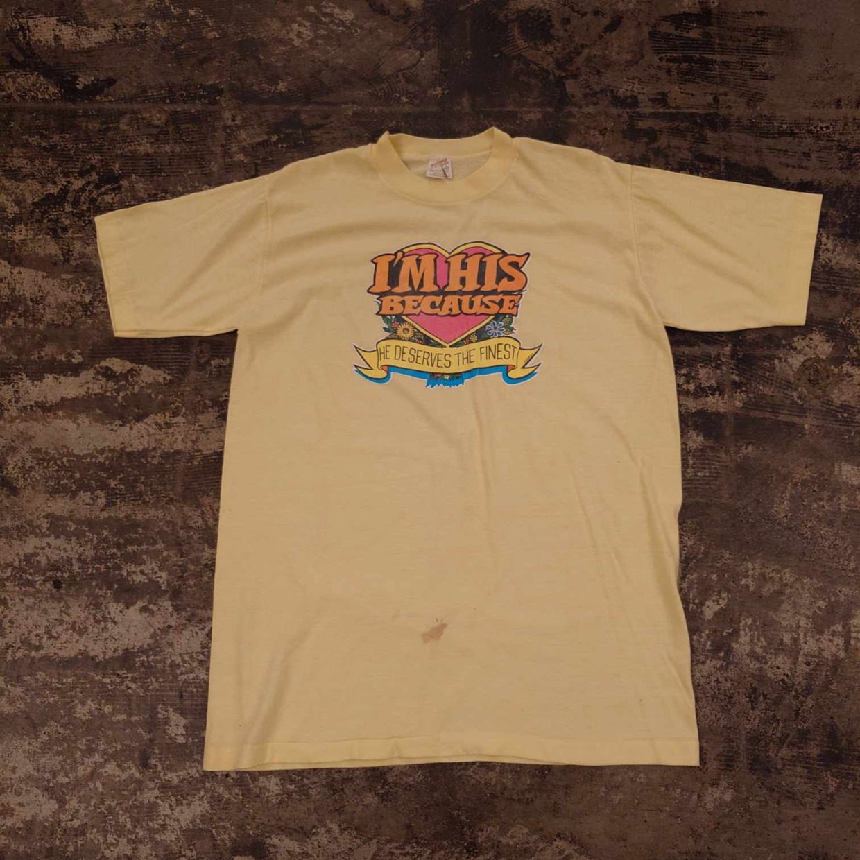 80s USA製 I’M HIS BECAUSE プリントTシャツ　 #和歌山古着