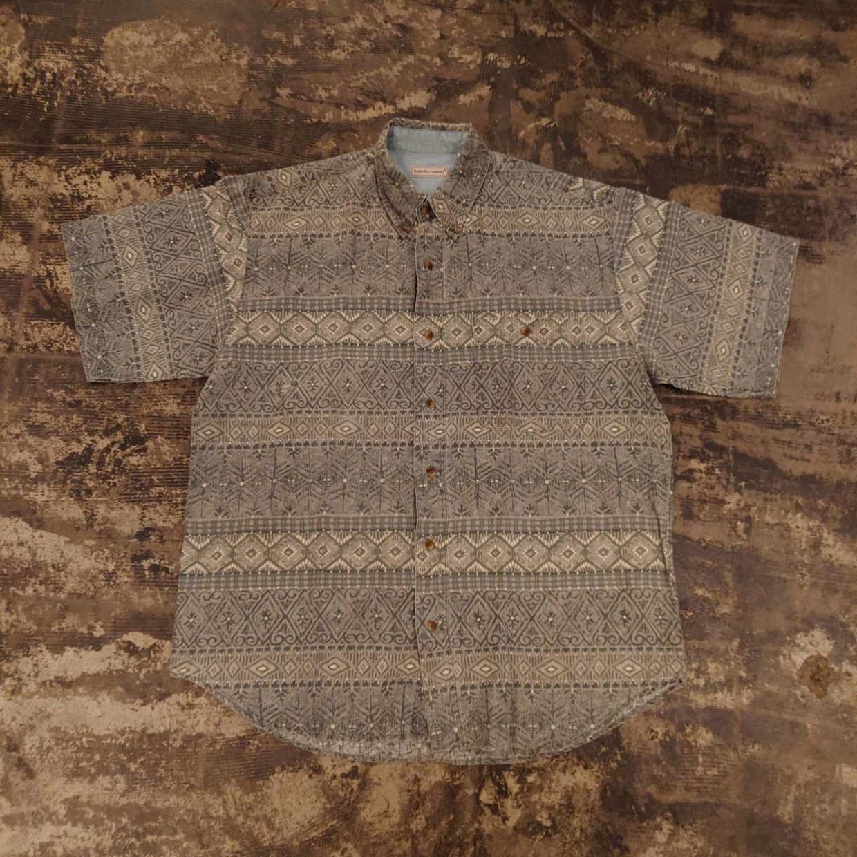 Bugle Boy Company 総柄 半袖ボタンダウンシャツ　 #和歌山古着