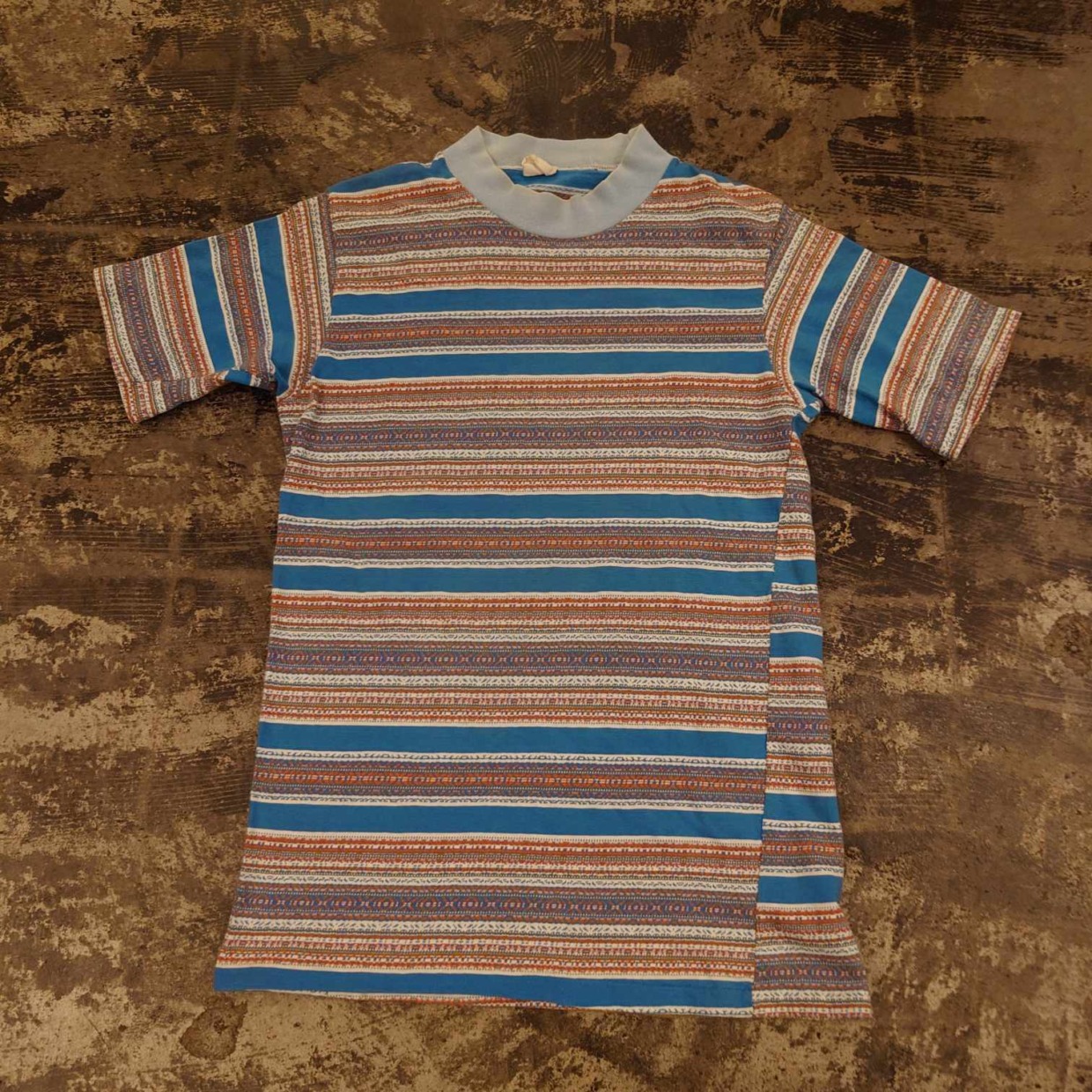 TOWNCRAFT 総柄ボーダー ニットTシャツ　 #和歌山古着