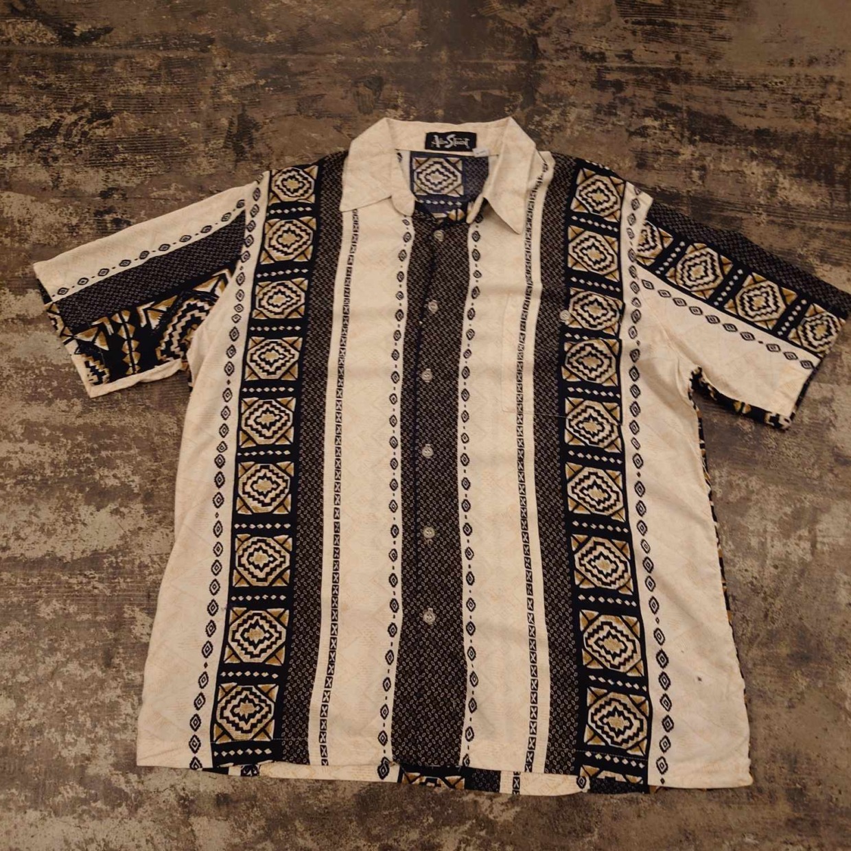 Alan Stuart 総柄半袖シャツ ネイティブ柄　＃和歌山古着屋