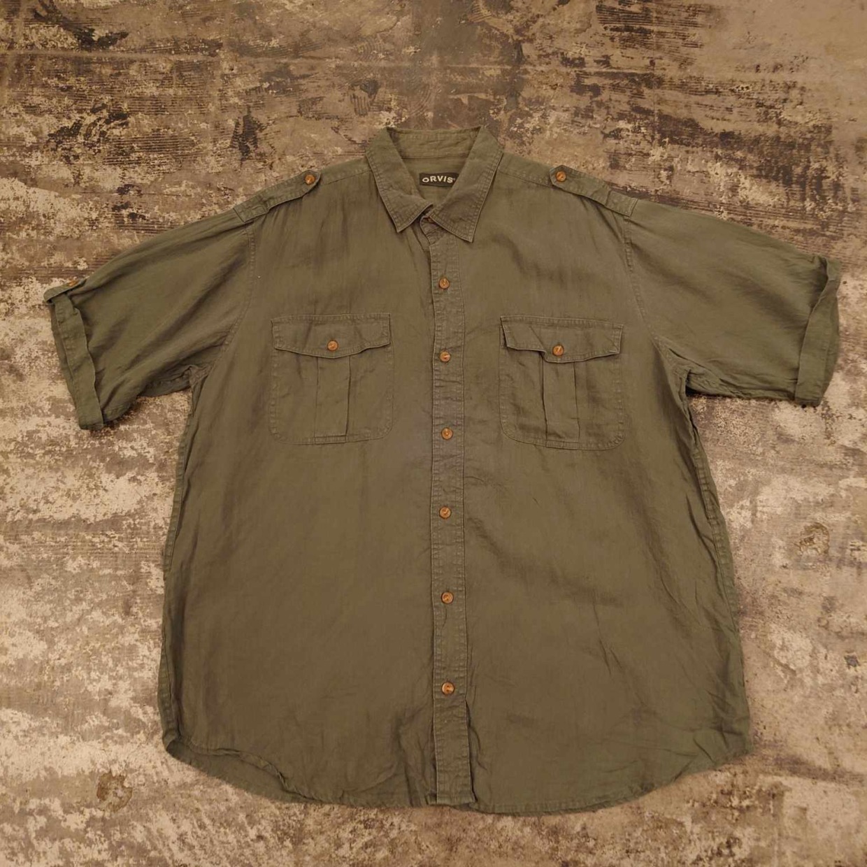 ORVIS リネン混 サファリシャツ　＃和歌山古着屋